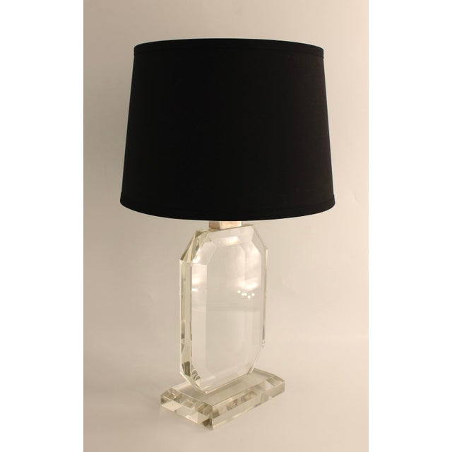 Mid-Century Modern Vintage Ralph Lauren Bevelled Edge Glass Table Lamp For Sale - Image 3 of 14