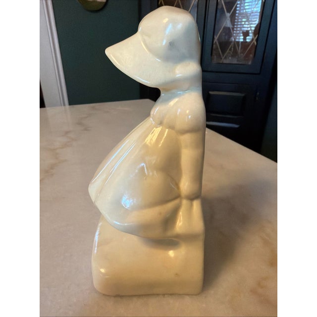 Cowan Pottery Cowan Art Pottery Bookend Sunbonnet Girl (1) Buttery Smooth Ivory Glaze 1929 For Sale - Image 4 of 7