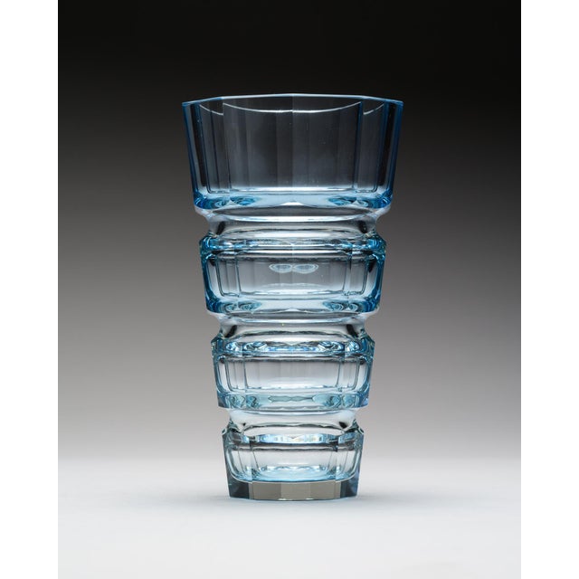 Aquamarine Crystal Vase from Moser, 1980s For Sale - Image 11 of 11