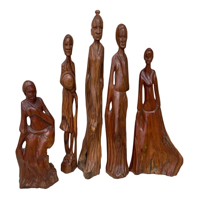 Hand Carved Set of Wood Figures For Sale