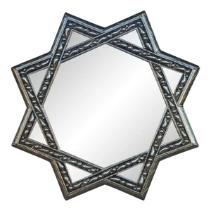 Star Shape Metal Inlaid Handmade Moroccan Mirror, 8 Corner