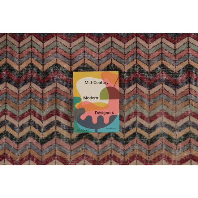 Textile Vintage Turkish Rug With Distressed Chevron Pattern in Multicolor - Rug & Kilim For Sale - Image 7 of 10