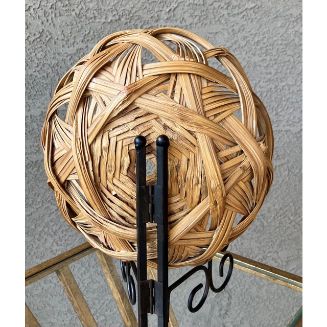 Wood Mid 20th-Century Polish Tatza-Influenced Plaited Weave Rattan Center Star Shallow “Bowl Basket” For Sale - Image 7 of 18