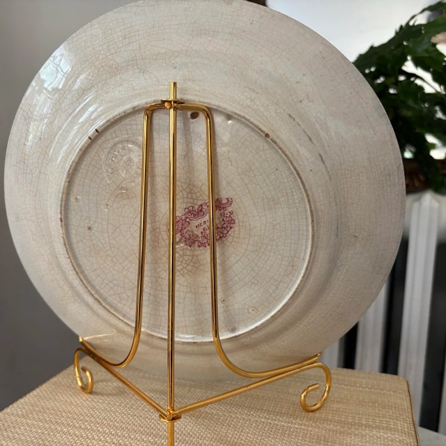 Mid 19th Century Antique 1800s Pink Transferware "Medina" Plate For Sale - Image 5 of 6