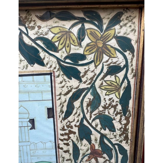 Teal Framed Asian Garden Pavillion Scene Reproduction Print For Sale - Image 8 of 10