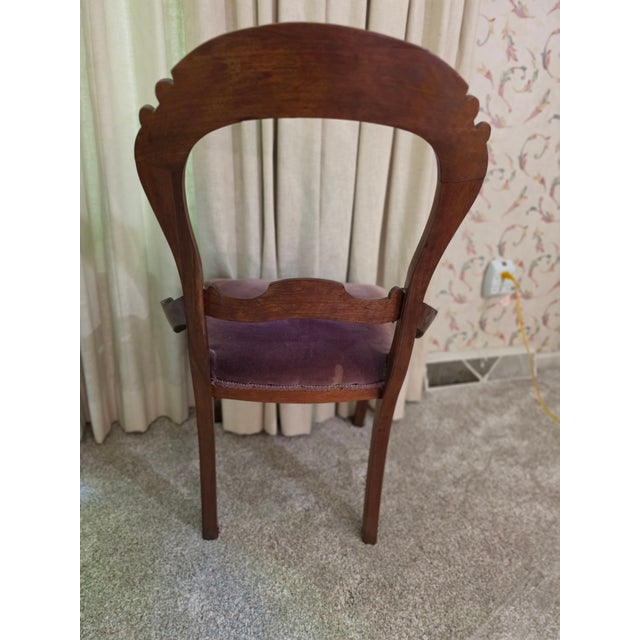 2 Victorian Louis Philippe Style Balloon Back Purple Velvet Chairs For Sale - Image 11 of 12