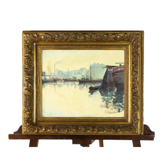 Charles André Igounet De Villers, French Impressionist Pier Scene, 20th Century, Oil on Canvas, Framed For Sale - Image 5 of 5