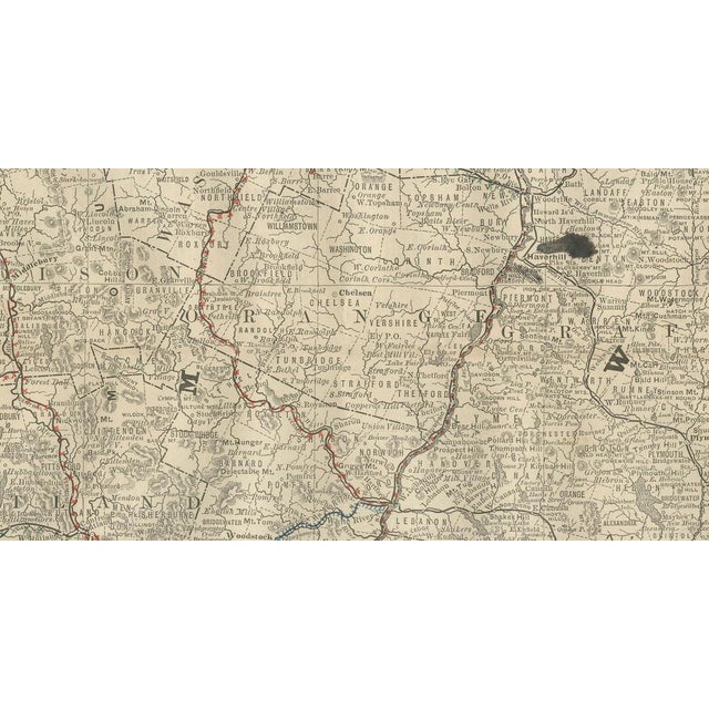 Title: Antique Vermont Map Wall Art – Railroads, Mountains & Towns, Rand McNally : This original antique atlas map...