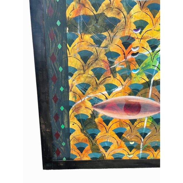 Yuval Shaul, Large Israeli Abstract Pattern & Decoration Oil Painting Yuval Shaul Steel Frame For Sale - Image 9 of 13