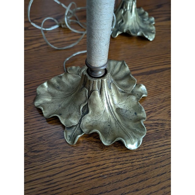 Ornamental & Decorative Materials Vintage Art Nouveau Gold Leaf Base Table Lamps For Sale - Image 7 of 12