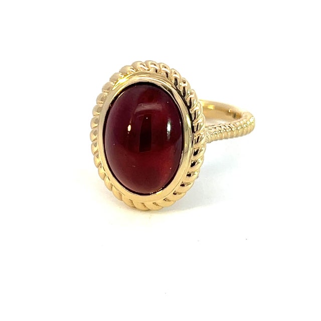 Metal Natural Solitaire Spessartite Garnet Ring 6.5 14k Y Gold 8.08 Cts Certified For Sale - Image 7 of 14