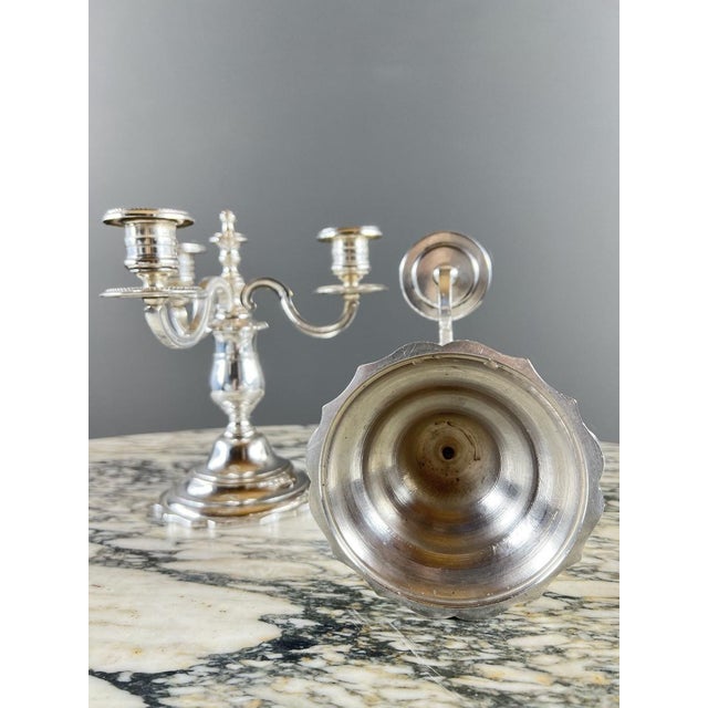 20th Century Silver-Plated Metal Candelabra, Set of 2 For Sale - Image 10 of 12