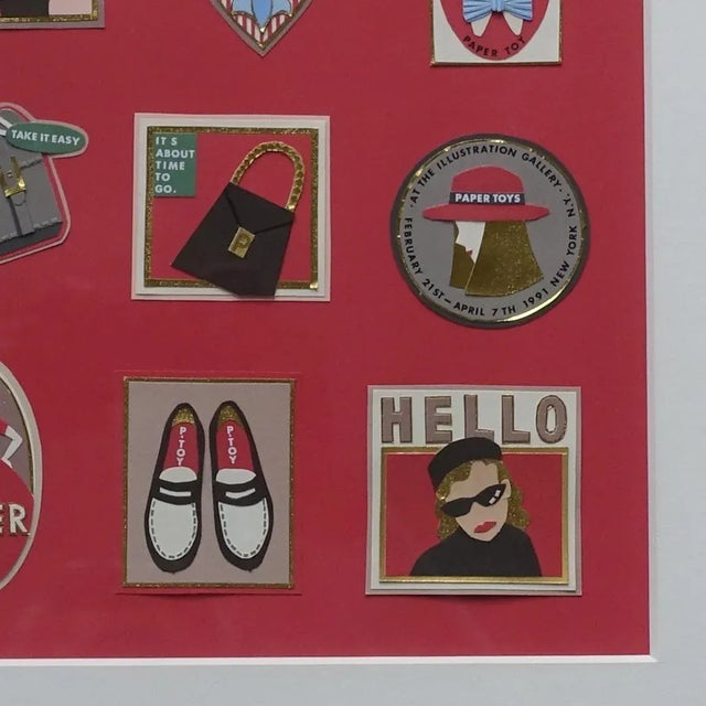 Illustration 1990s "The Great Paper Toy Show" Collage by Makiko Azakami, Framed For Sale - Image 3 of 7