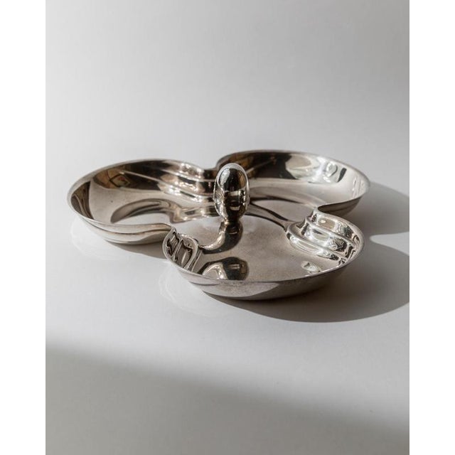 Vintage Silver-Plated Centerpiece with Side Bowls and Egg-Shaped Handle, 1940s For Sale - Image 11 of 11