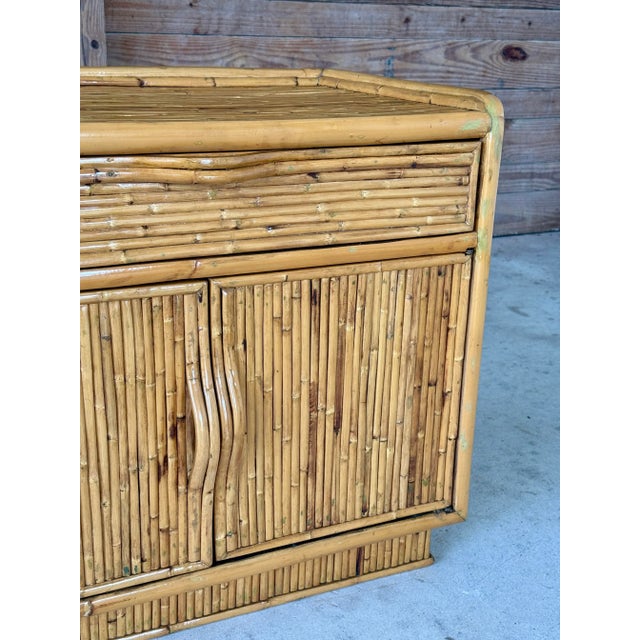 Vintage Refinished Coastal Organic Modern Split Rattan Nightstand or Chest For Sale - Image 11 of 12