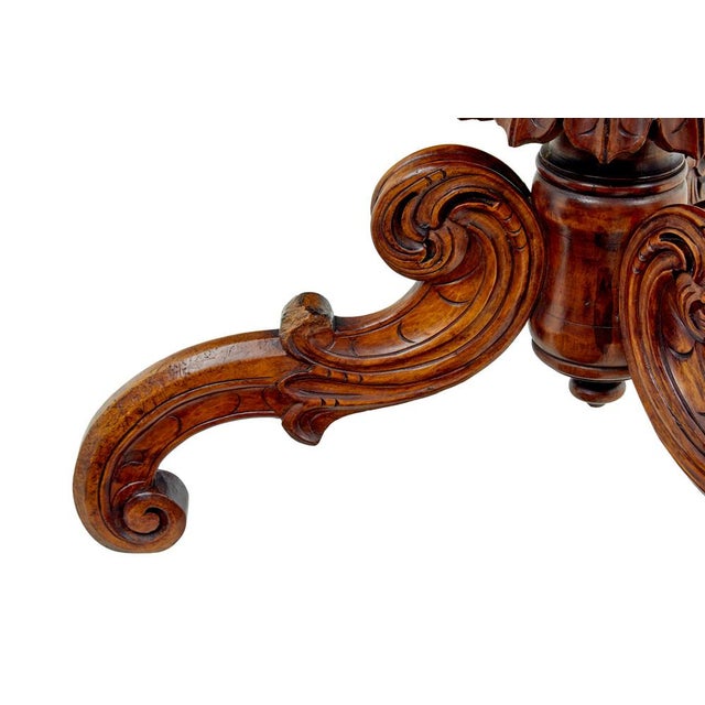 Late 19th Century 19th Century Oval Hand-Carved Side Table, 1870s For Sale - Image 5 of 8