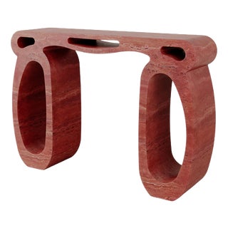 Travertino Rosso Marble Soie Console by Esther Knopfler For Sale