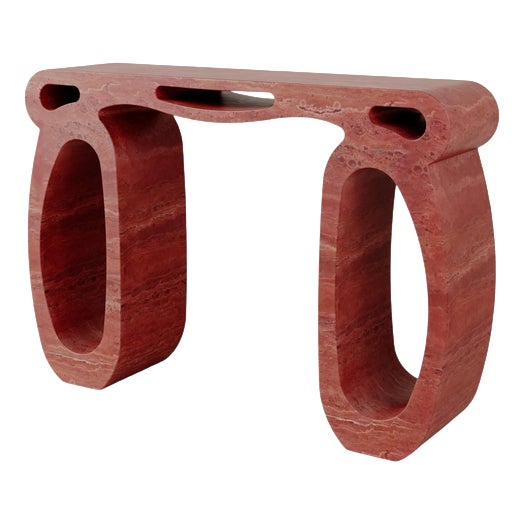 Travertino Rosso Marble Soie Console by Esther Knopfler For Sale