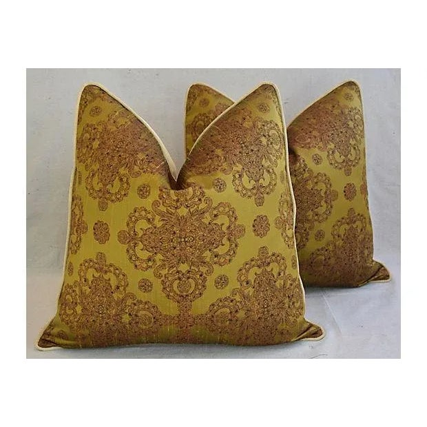 Custom Cohama Hand-Printed Silk Feather & Down Pillows - A Pair For Sale - Image 9 of 10