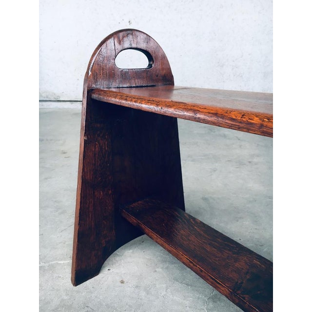 Vintage Handcrafted Jointed Two Tier small Side Table. Made in France, 1950's period. Solid oak constructed. 2 rounded...