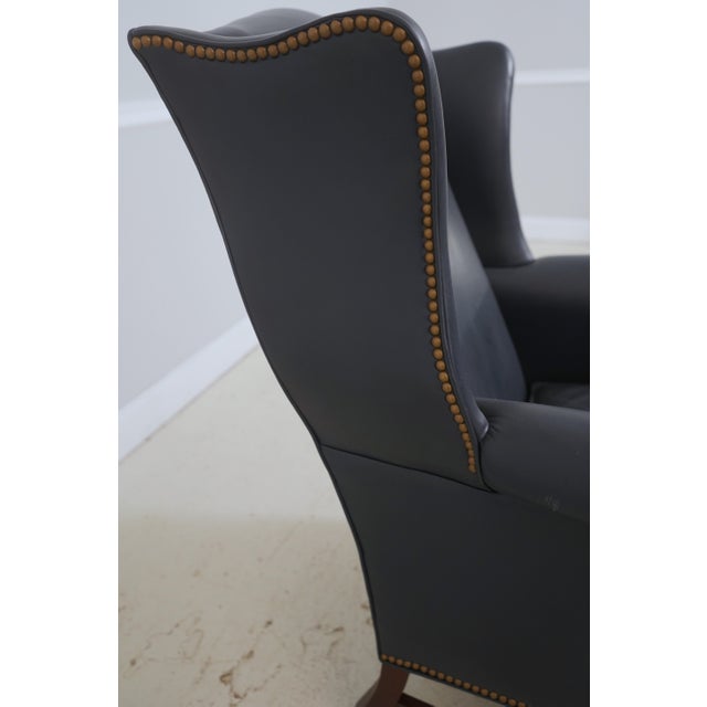 Hancock and Moore Chippendale Style Leather Wingback Chair For Sale In Philadelphia - Image 6 of 18