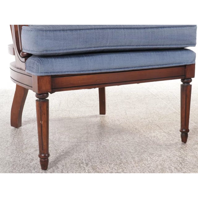 1990s Cane and Upholstered Club Accent Barrel Chairs a Pair For Sale - Image 16 of 17