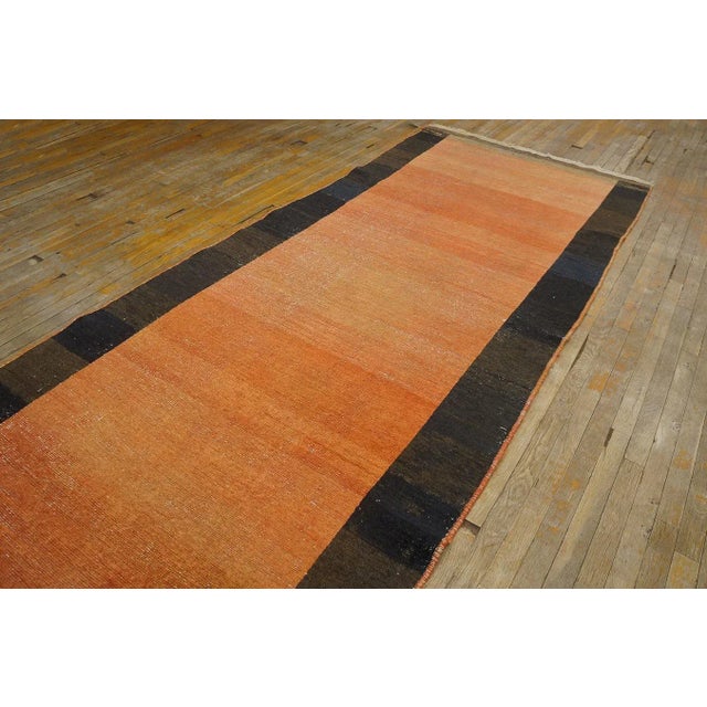 Salmon 1950s Orange Open Field Vintage Turkish Anatolian Runner Carpet 4'3" X 18'8" Knotted Wool Rug For Sale - Image 8 of 9