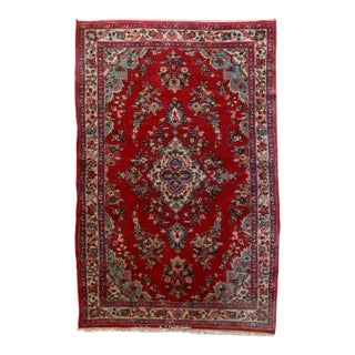 1950s, Handmade Vintage Persian Malayer Rug 4.2' X 6.4' For Sale