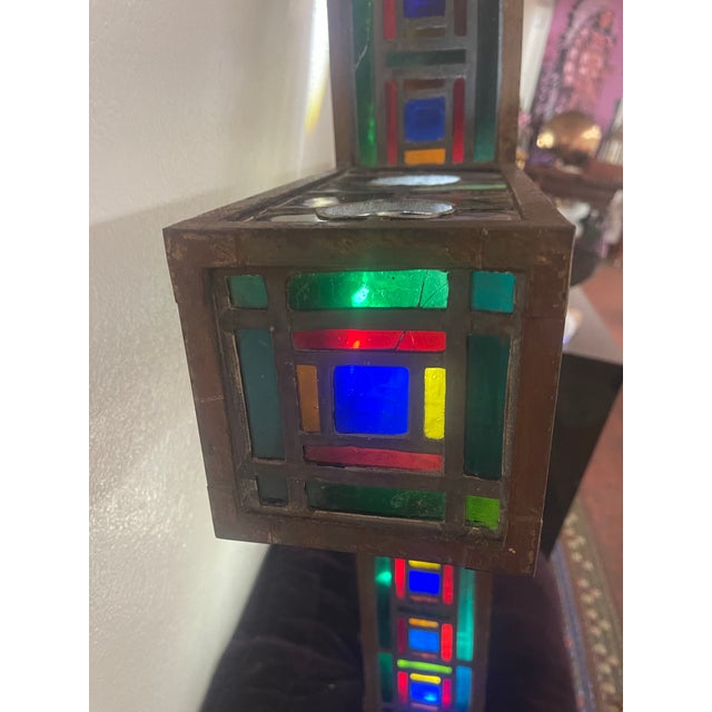 Metal Mid 20th Century Stained Glass Three Dimensional Cross For Sale - Image 7 of 12