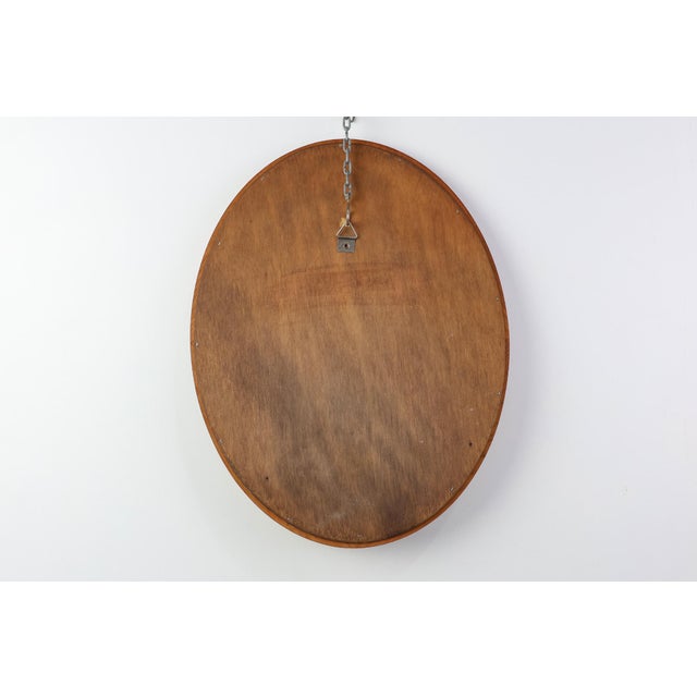 Mid-Century Oval Oak Mirror, Belgium, 1950s For Sale - Image 10 of 11