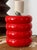1970s Postmodern Sculptural Table Lamp – Gloss Red Stacked Cylinder Base For Sale In New York - Image 6 of 8