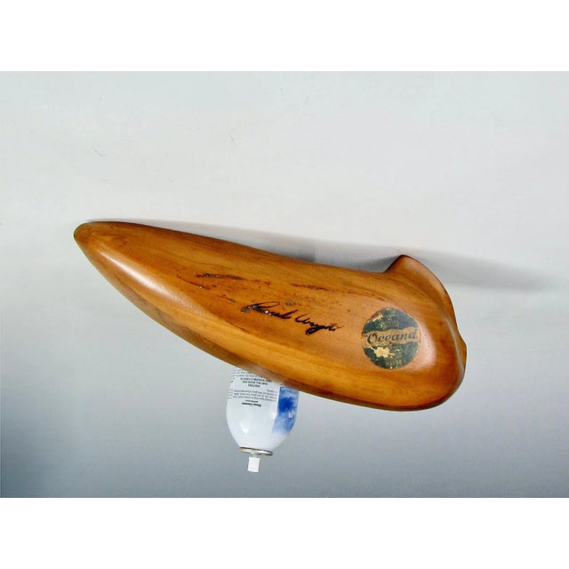 Mid-Century Modern Oceana Wood Bowl Branded Russel Wright Retains Early Original Klise Paper Label For Sale - Image 3 of 11