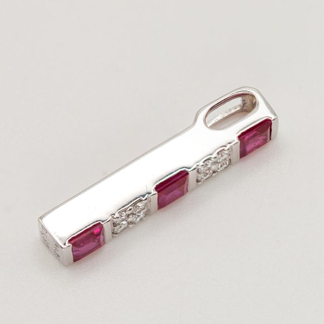 1990s Mikimoto Ruby and Diamond 18k White Gold Pendant Necklace For Sale - Image 12 of 12