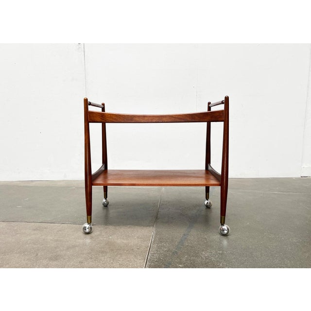Mid-Century Teak Serving Bar Cart, 1960s For Sale - Image 16 of 18