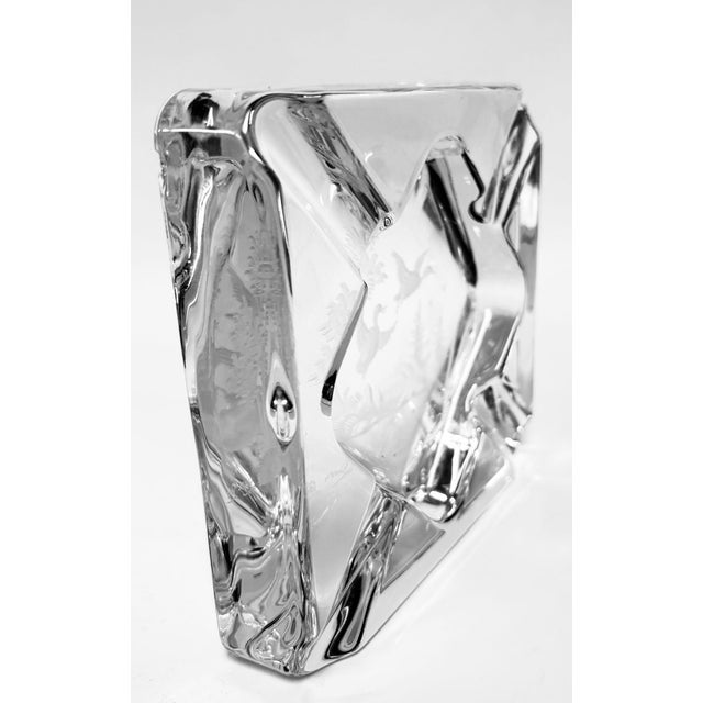 Queen Lace Cut Crystal Ashtray Trinket Dish With Etched Wild Geese, Circa 1970s For Sale - Image 9 of 15