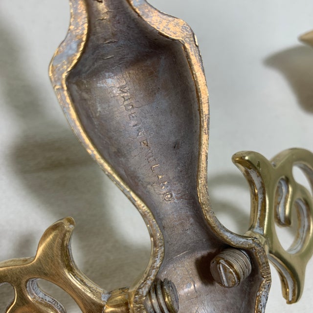 Vintage Solid Brass Double-Arm Wall Sconce – Elegant Traditional Candle Holder For Sale In Chicago - Image 6 of 6
