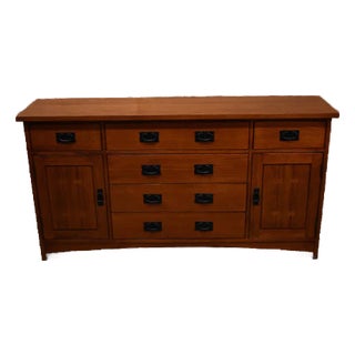 Mission Quarter Sawn Oak 6 Drawer Sideboard - 62" For Sale