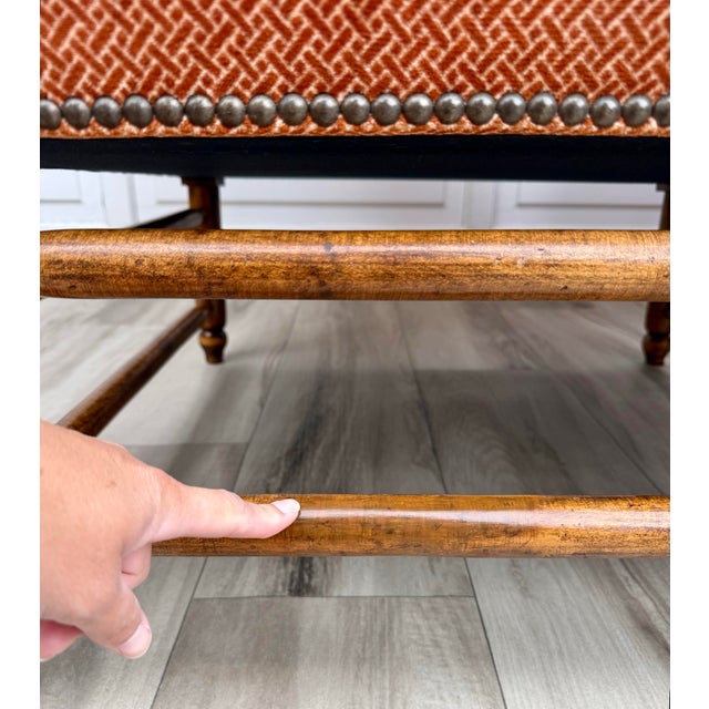 Pair of Vintage Cal-Mode French Walnut Lounge Chairs in Terracotta Upholstery For Sale - Image 16 of 16