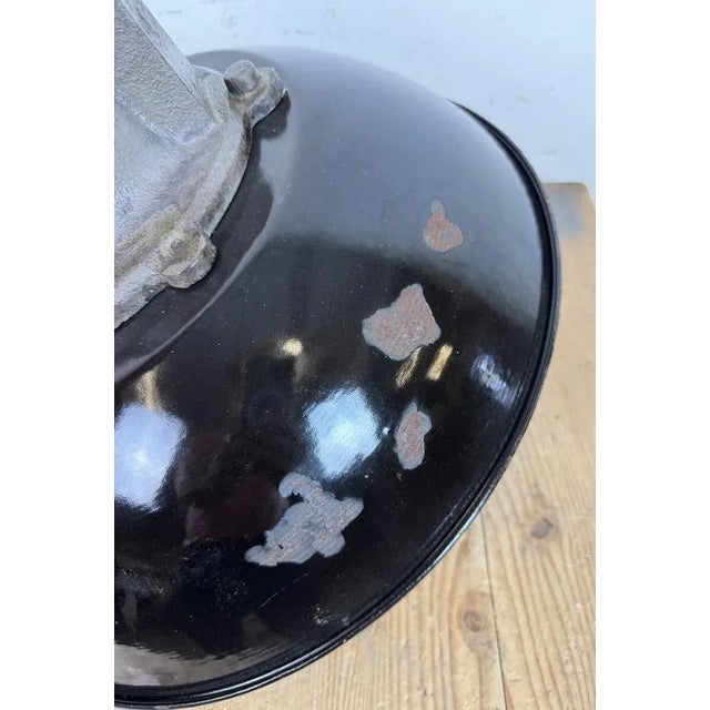 Industrial Black Enamel and Cast Iron Cage Pendant Light from Elektrosvit, 1960s For Sale - Image 13 of 18