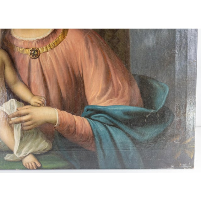 19th Century Italian Old Master Style Painting of the Madonna and the Child For Sale - Image 9 of 13