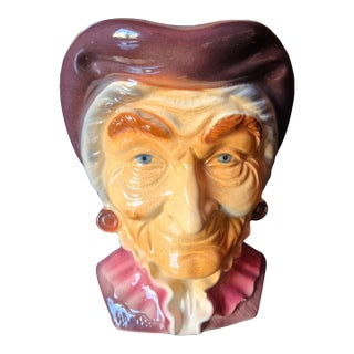 Mid 20th Century Royal Copley Colonial Old Man Ceramic Wall Pocket Planter - 8" (Jg) For Sale