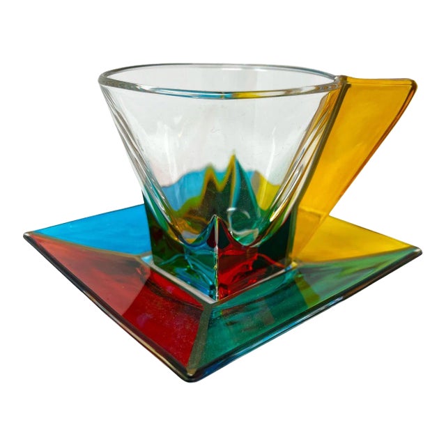 Venetian Glass Cappuccino Cups and Saucers For Sale
