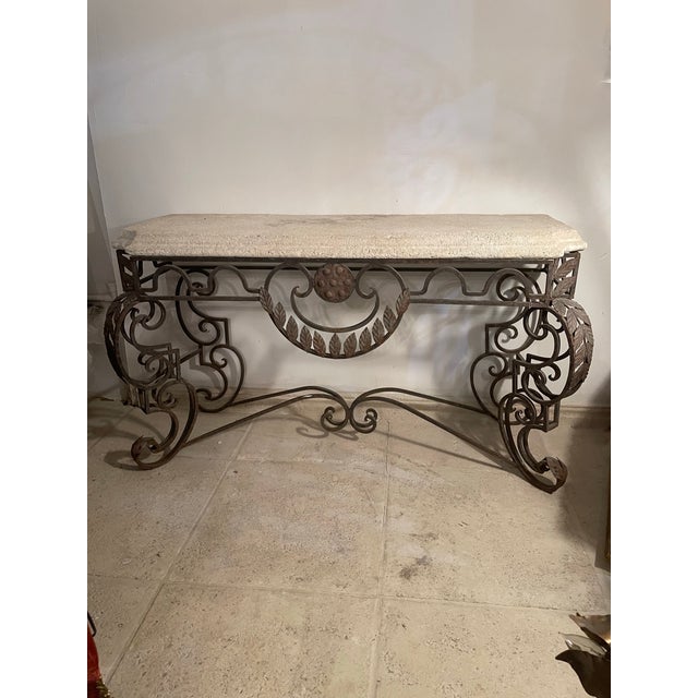 Vintage Cast Iron Console Top Stone French For Sale - Image 11 of 12