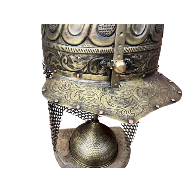 Hand Carved Heavy Brass Fluted Helmet For Sale - Image 11 of 14