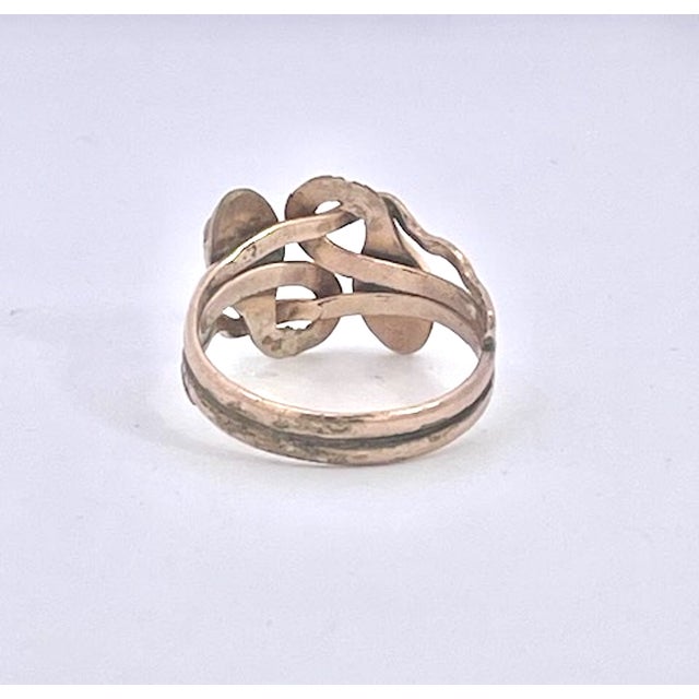 Antique Victorian 14k Yellow Gold Double Snake Ring With Gemstones, Size 6.5 For Sale - Image 12 of 14
