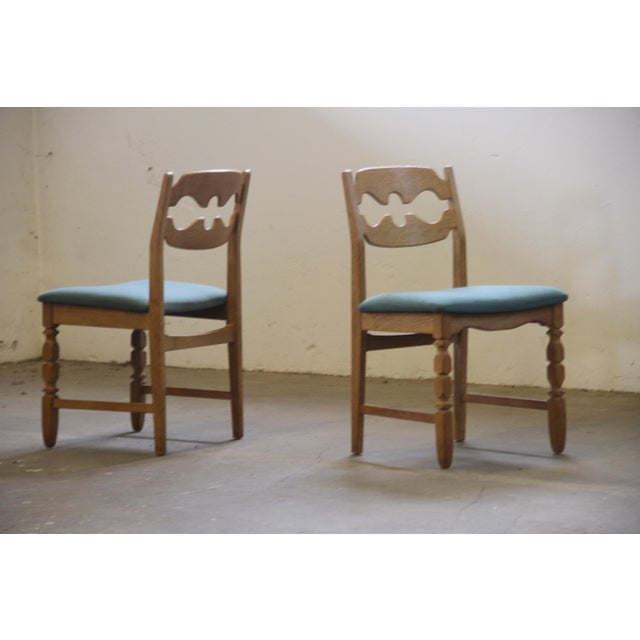 Danish Brutalist Oak Razorblade Dining Chairs attributed to Henning Kjærnulf, 1960s, Set of 6 For Sale - Image 10 of 15