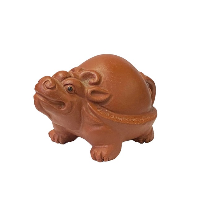 Brown Oriental Dragon Turtle Small Ceramic Animal Figure Display Art For Sale - Image 8 of 8
