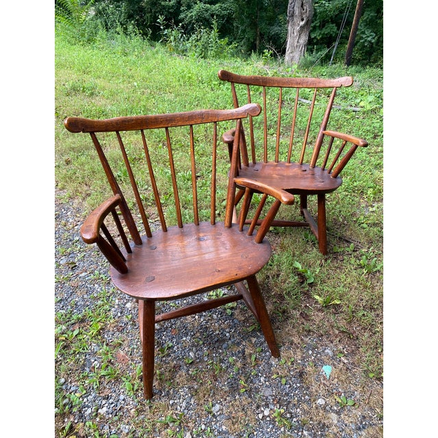 Wood Set of 6 Country Windsor Dining Chairs For Sale - Image 7 of 11