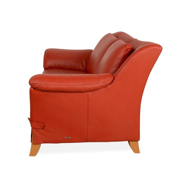 Two-Seater Leather Red Sofa Couch by Natuzzi For Sale - Image 6 of 9