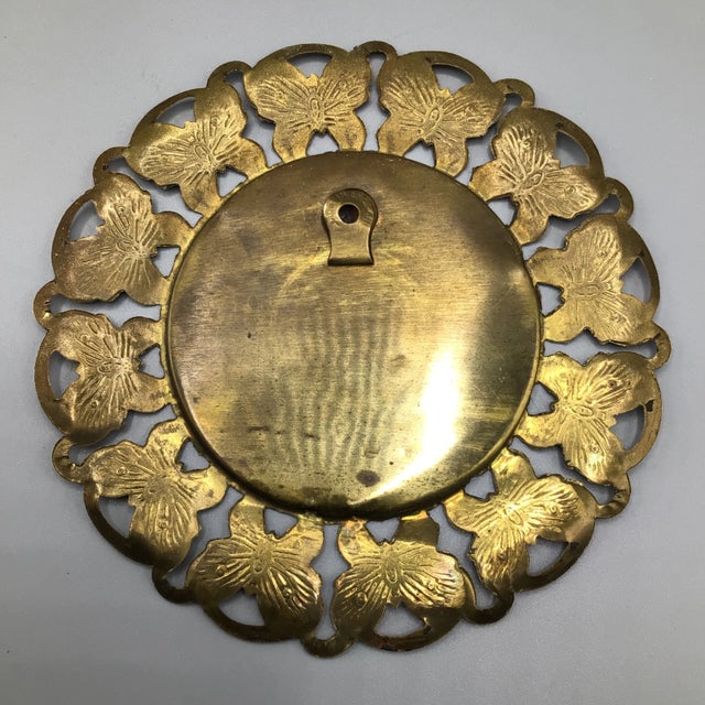 Metal Wall Plates Influential Composers Stamped on Yellow Brass and Butterfly Filigree Made in England-Set of 6 For Sale - Image 7 of 13